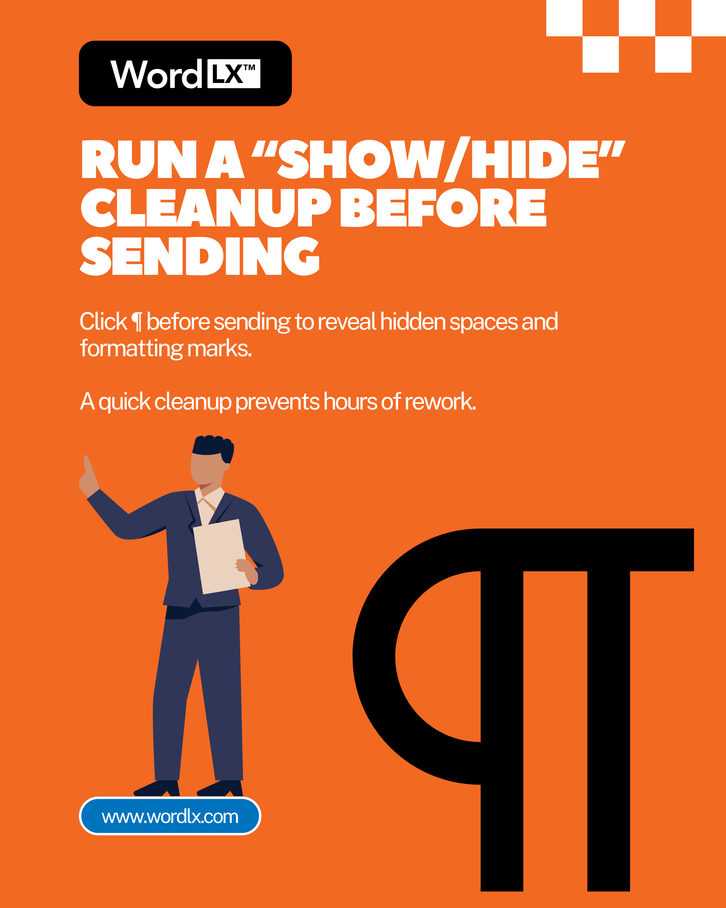 Lawyer uses the Show/Hide feature in Microsoft Word to reveal hidden formatting marks before sending.