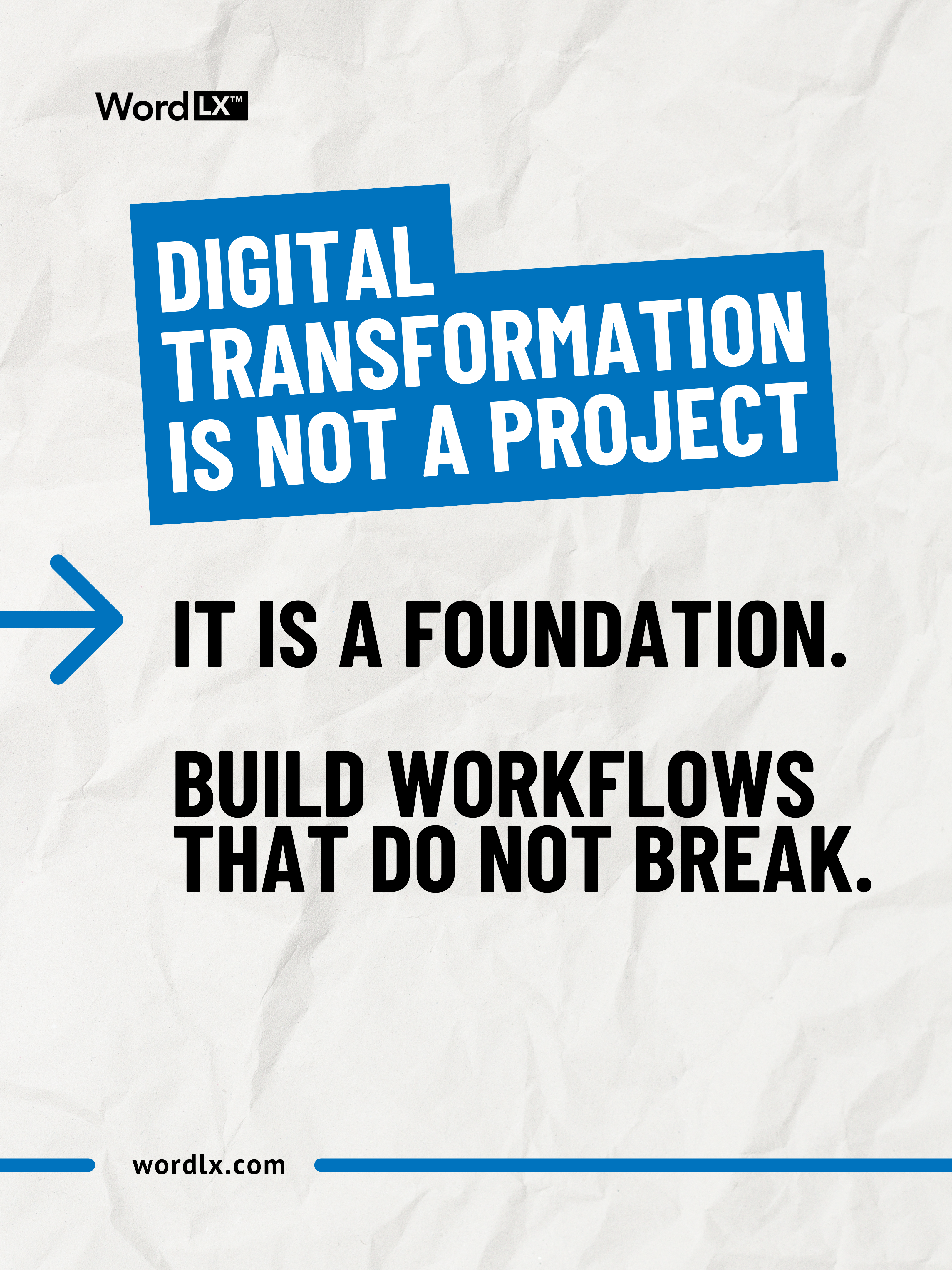 Graphic explaining that law firm digital transformation is a long term foundation built through stable document workflows rather than a one time project