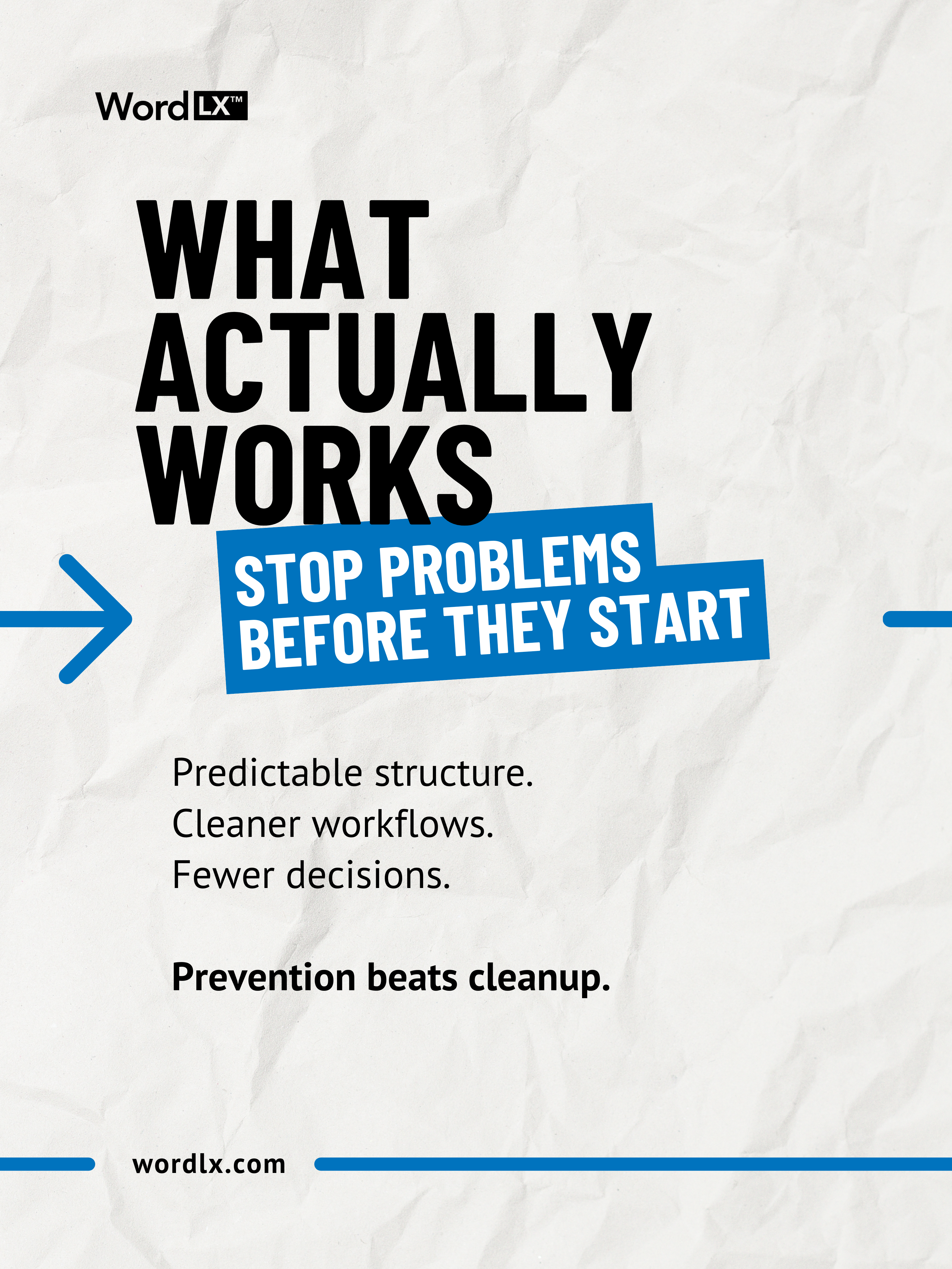 Graphic explaining that preventing Word workflow problems is better than cleaning them up later.