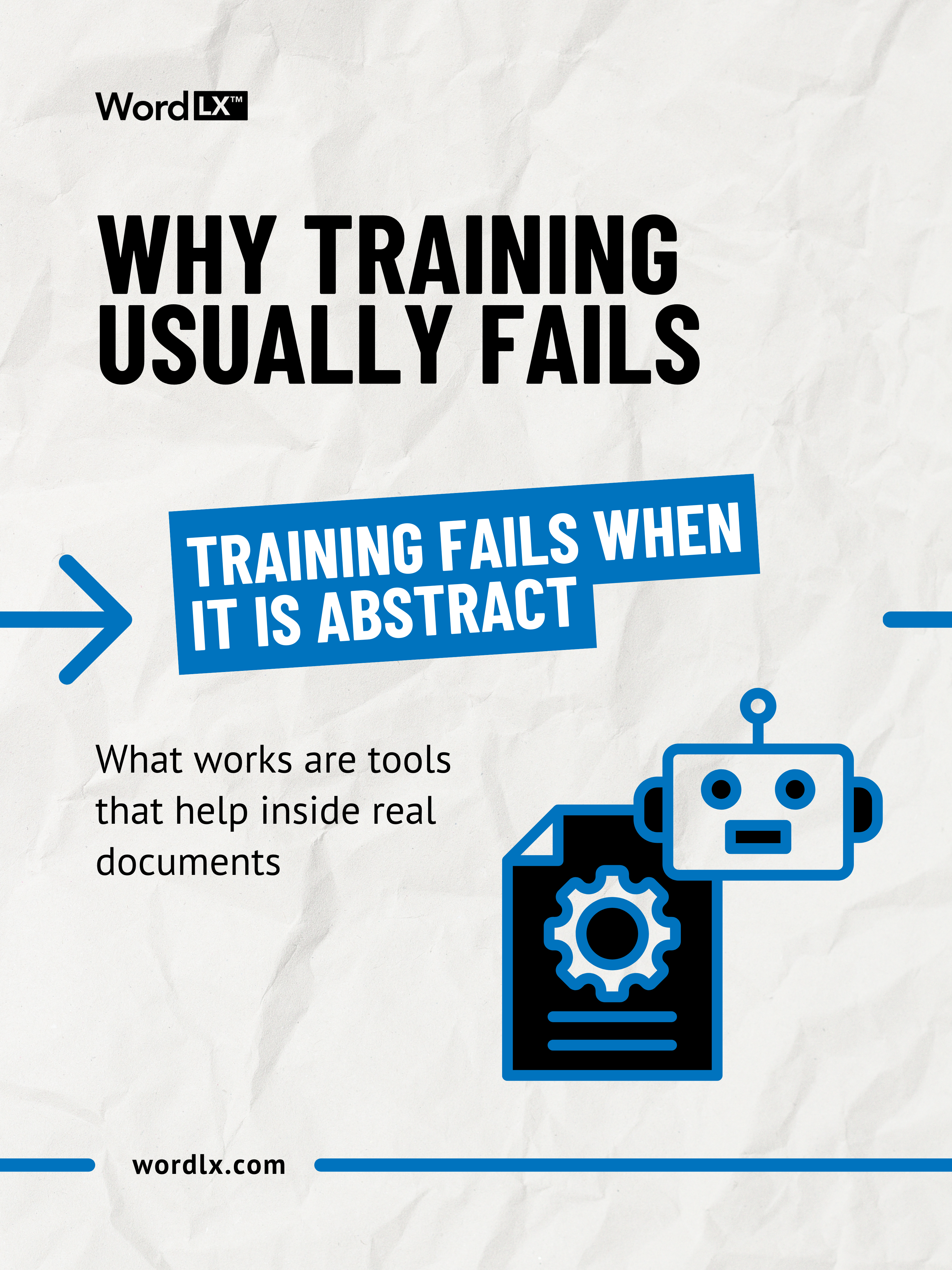 Graphic showing that law firm training fails when tools are abstract and not embedded directly inside real documents