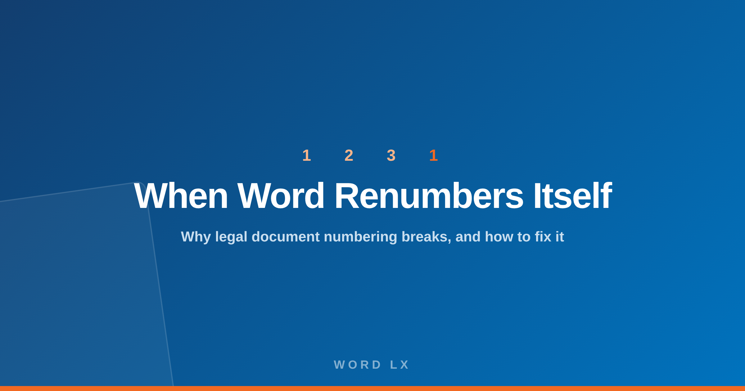 Word LX social card reading Legal Document Numbering in Word, Why It Breaks and How to Fix It.